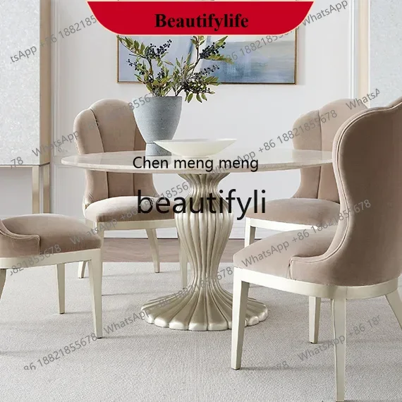 z183  American simple all-solid wood round dining table 1.3 meters oval extension 1 table 6 chairs combination rural