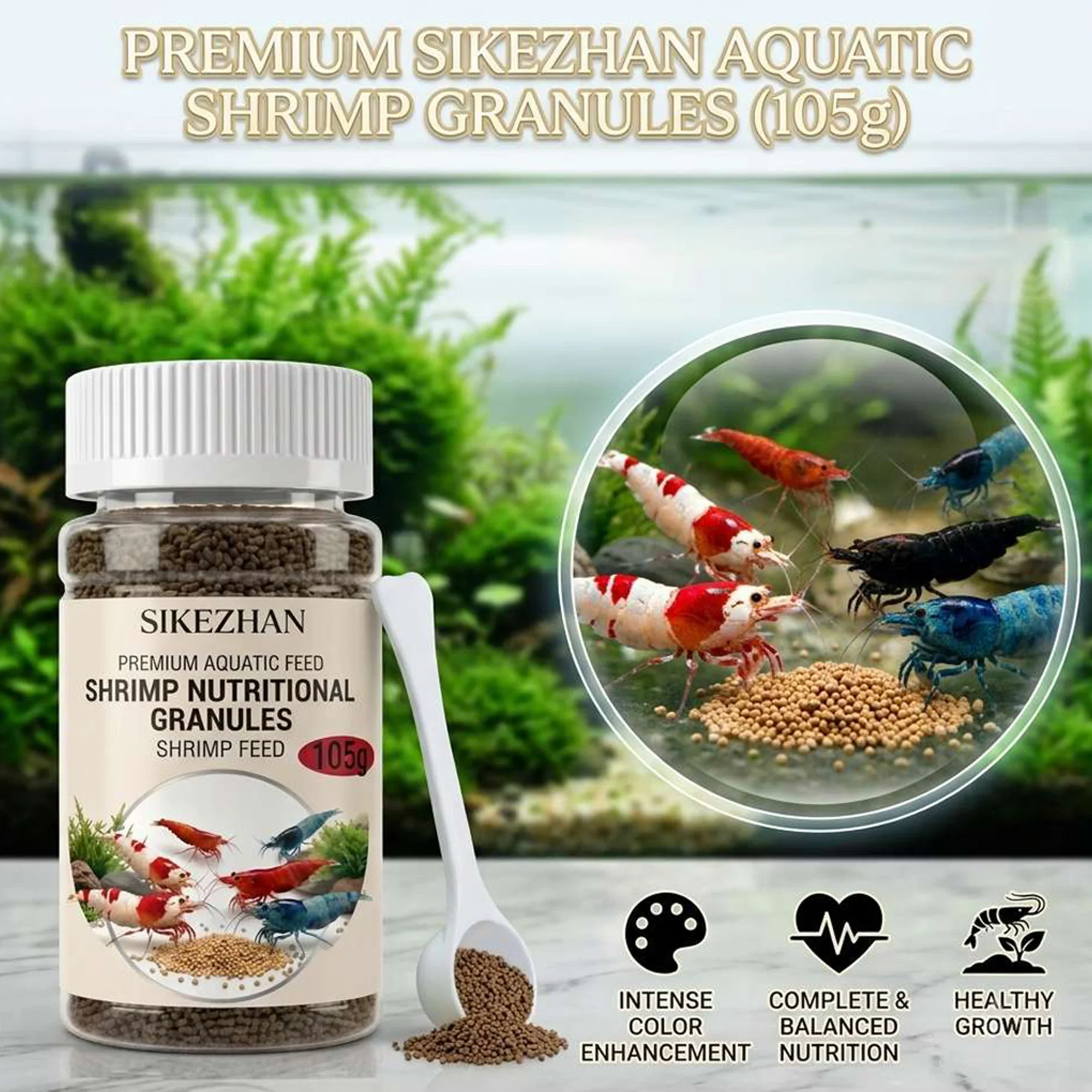 Aquarium Fish Eggs - Aquarium-Garnelenfutter Farbverstärkende Sinkende Pellets für Kristallschwarze