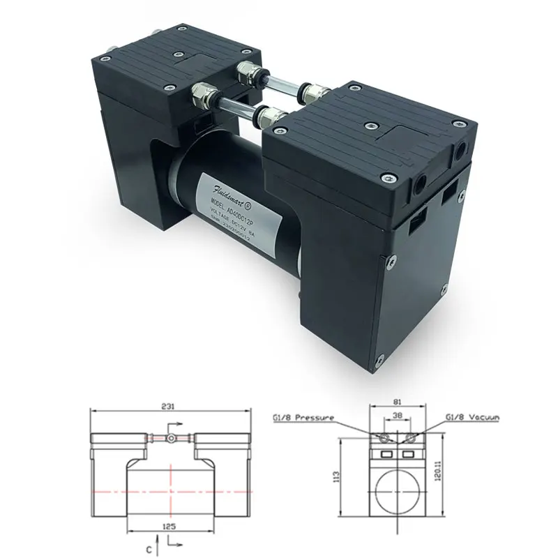 Double Suction Split Casing Pump 12V 24V Gas Sampling Diaphragm Vacuum Pump High Pressure DC Micro Air Compressor Pump