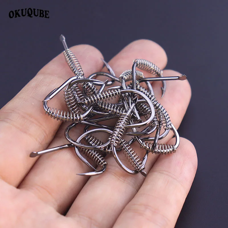 20pcs/lot Fishhooks High-carbon Steel Barbed Spring Fishing Hooks Sharpened Tip Flattened Body Fishing Tackle For Fishing Carp