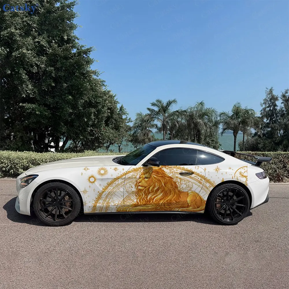 2pcs Mystical Star Chart Wild Beast Car Side Wraps, Self-Adhesive PVC Waterproof & Scratch-Resistant Sticker, Car Accessory Gift