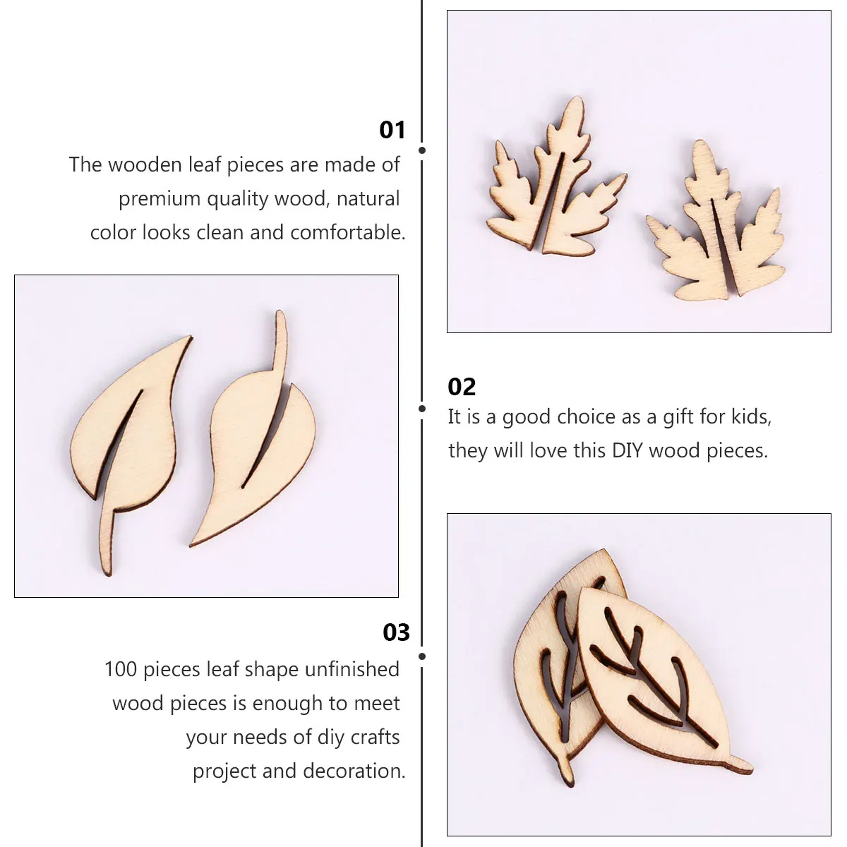 

100 Pcs Wooden Leaf Slices Unfinished Natural Craft Supplies for Decoration Party Wedding Accessories