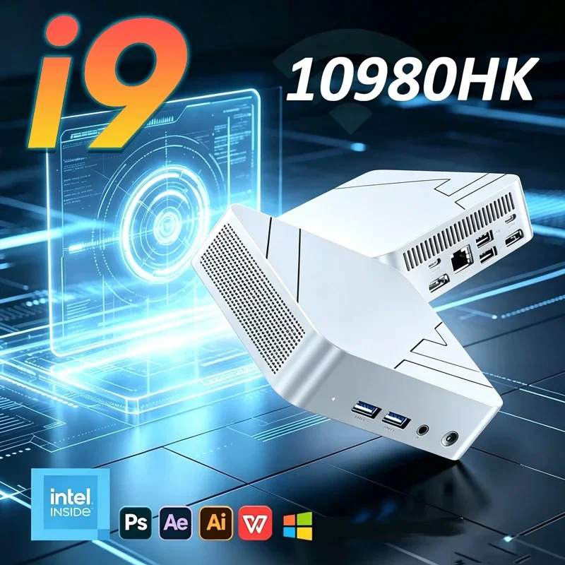 미니 PC 인텔 코어 i9 10980HK 컴팩트 프로 16GB 대용량 SSD 4K 디스플레이 WiFi6 BT5.2 다기능 사무용 게임용 미니 컴퓨터 기기