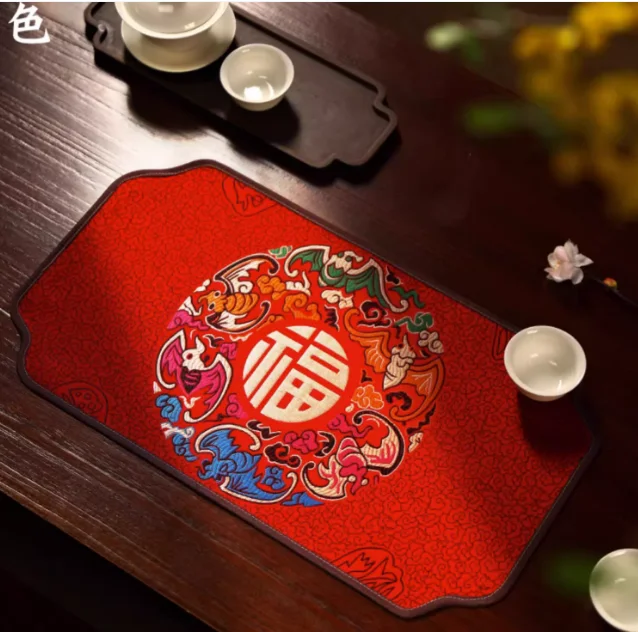 

Custom Large Chinese Silk Brocade Placemats, Rectangle Decorative Insulation Pads, Party Dinner Dining Table Mat