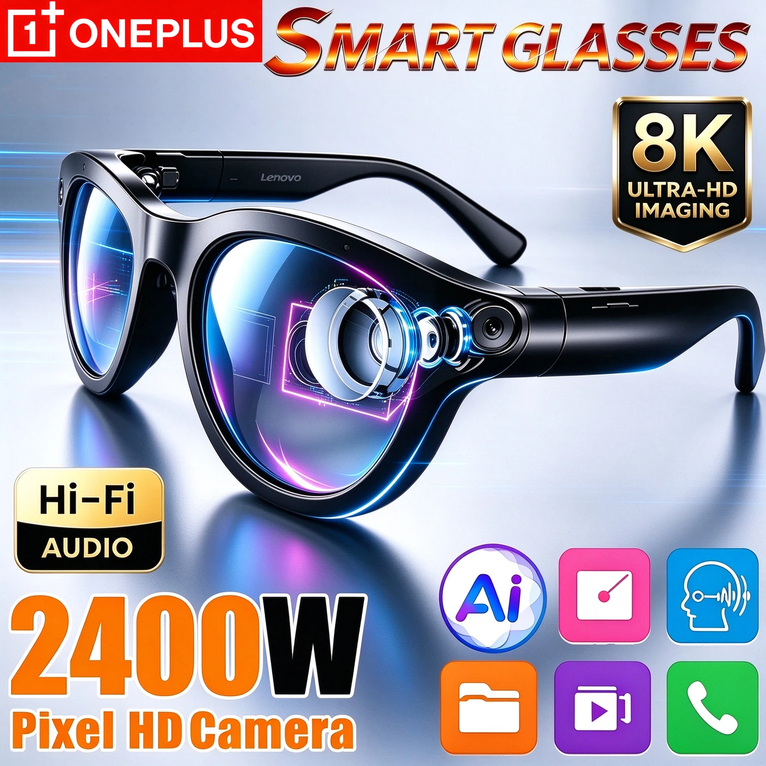 Smart Glasses Lens - نظارات ذكية OnePlus 8KHD بتقنية الذكاء