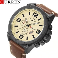 CURREN 8230 Classic Men's Casual Fashion Quartz Watch Black Big Dial Waterproof Strap Calendar Sports Watch reloj hombre