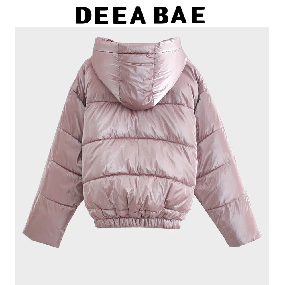 DEEABAE 여성 겨울 자켓 패션 따뜻한 후드 짧은 코튼 코트 달콤하고 귀여운 기질 코트