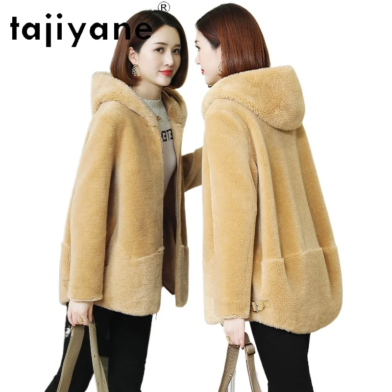 

TAJIYANE 100% Wool Jacket Woman Winter Short Sheep Shearing Coat with Hood New in Outerwears 2025 Women Clothing шуба женская