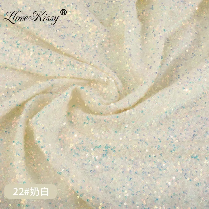 3MM Mesh Sequin Fabric DIY Sewing Wedding Party Dresses 23 Colors Glitter Fabric Children\'s Clothing Fabric Wide:125CM