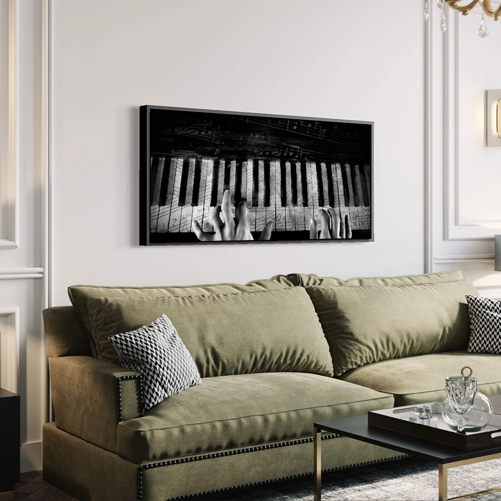 Grey Piano Wall Art Picture Finger Piano Canvas Decorative Painting Poster Home Decoration Living Room Oil Painting Art Poster