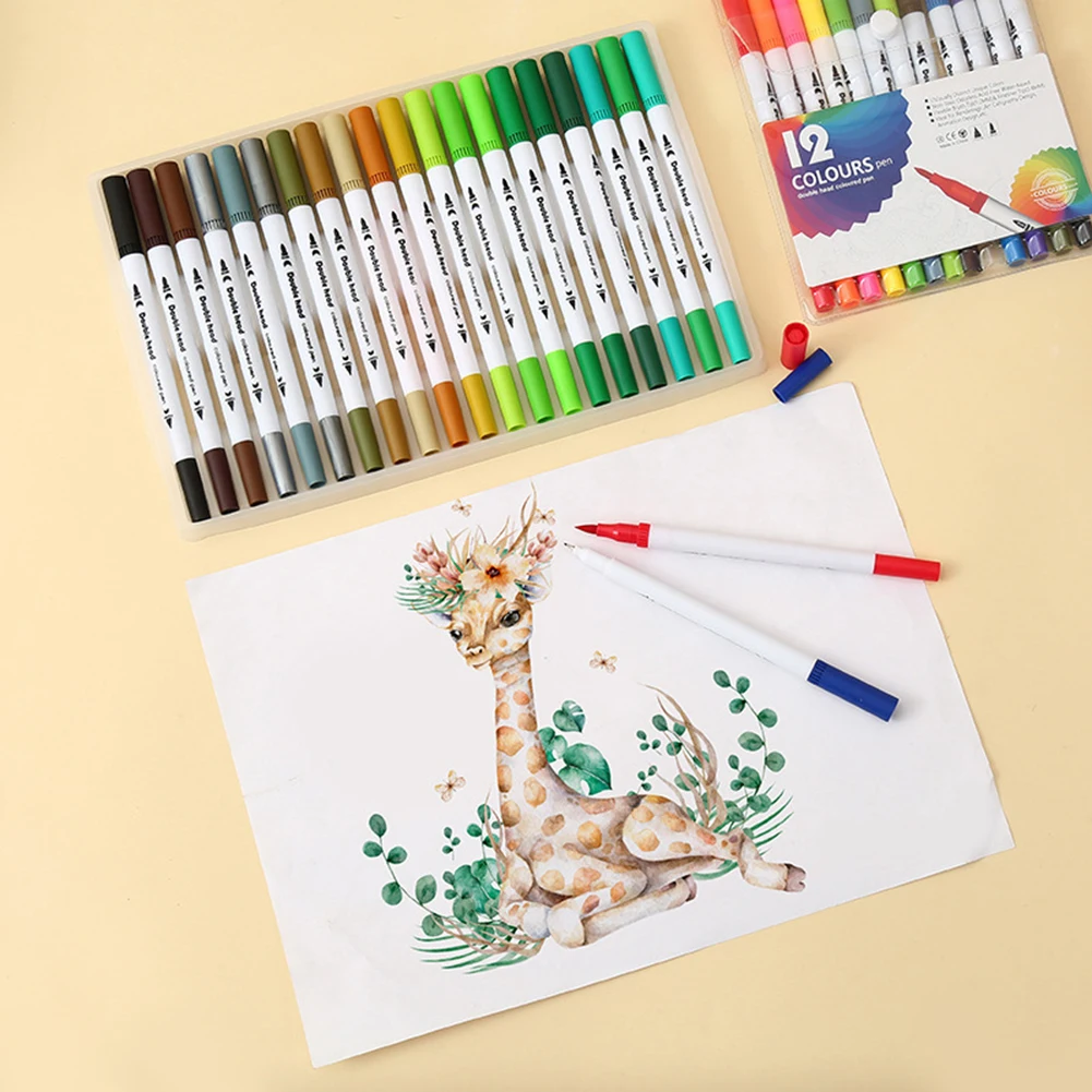 Professional Dual Ended Coloring Pens Multifunctional Portable Drawing Pen For Students Children