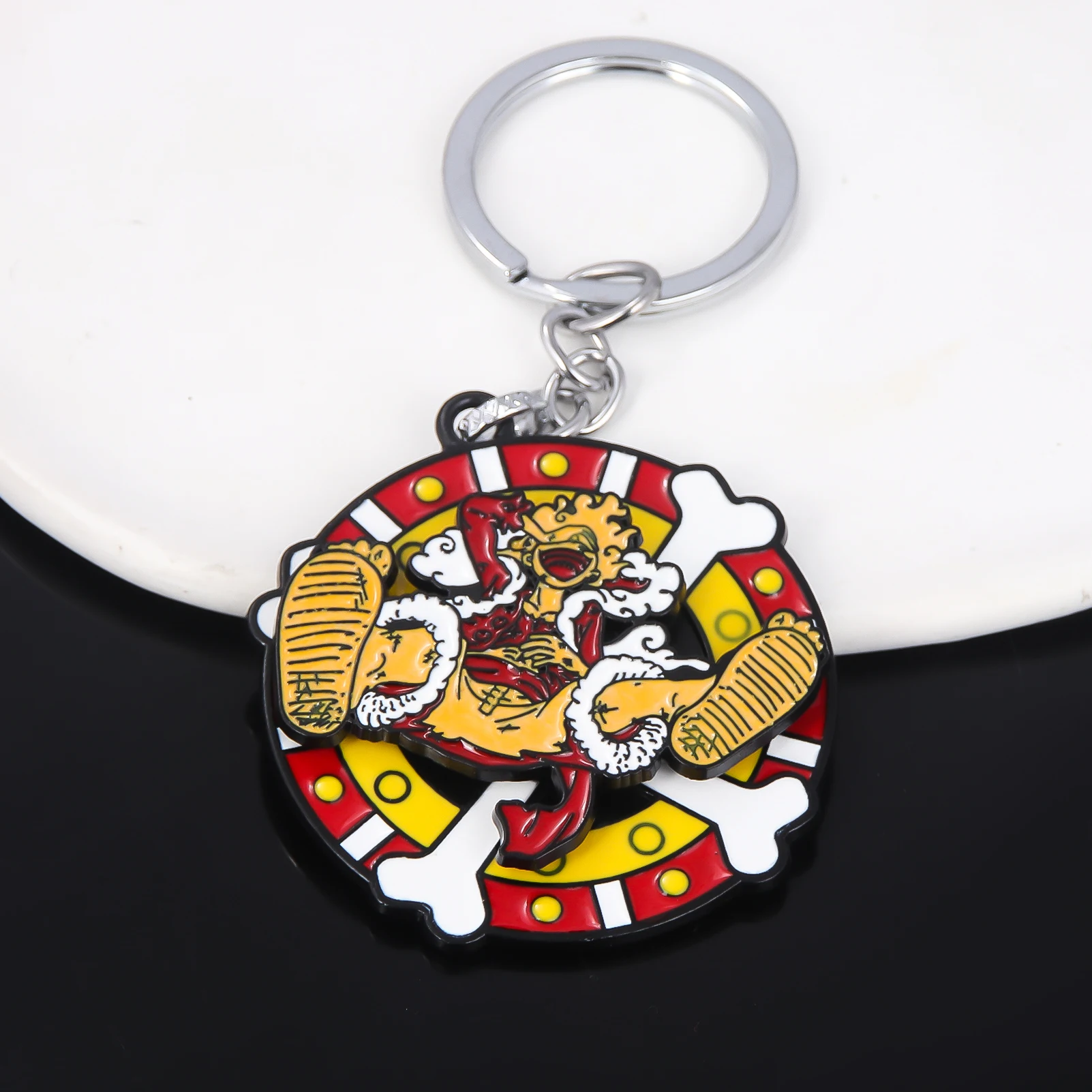 سلسلة مفاتيح معدنية لطيفة من المينا للرجال والنساء ، قلادة كرتونية قابلة للدوران ، إكسسوارات تأثيري ، حلقة مفاتيح على ظهره ، إكسسوارات مجوهرات ، هدايا مراوح