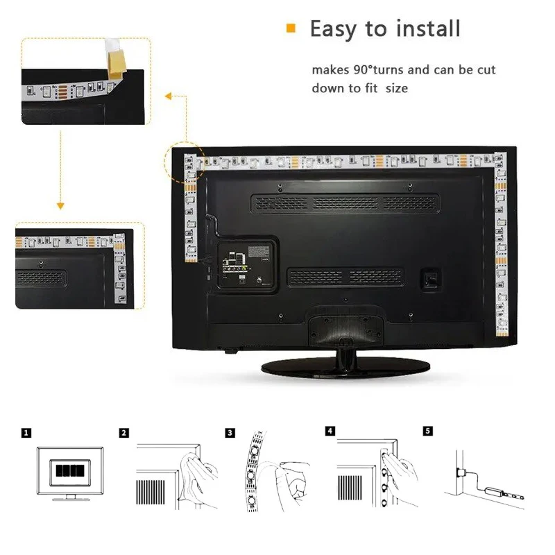 USB LED Light Strip 60LEDs/m 24 Key IR Remote Control for Room Decor Flexible LED Ribbon Desk TV Screen Background Lighting