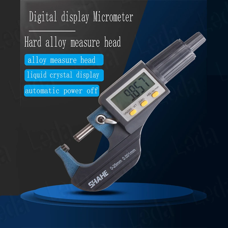 1pcs Digital Display Outer Diameter Micrometer 0-25MMMicron Level Reading Electronic Differential Card 0.001mm