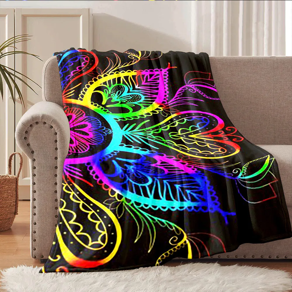 

3D Colorful mandala blanket, mysterious star fleece blanket, psychedelic flannel blanket, fluffy bed blanket