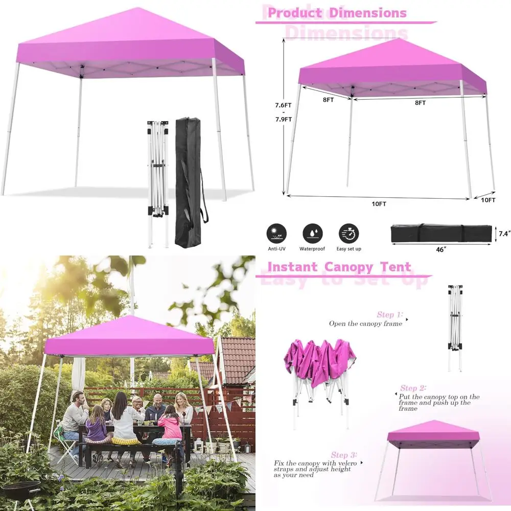 

Portable Outdoor 10x10 Instant Canopy Tent with Slant Legs and Carrying Bag - Ideal for Patio, Deck, and Garden Shelters