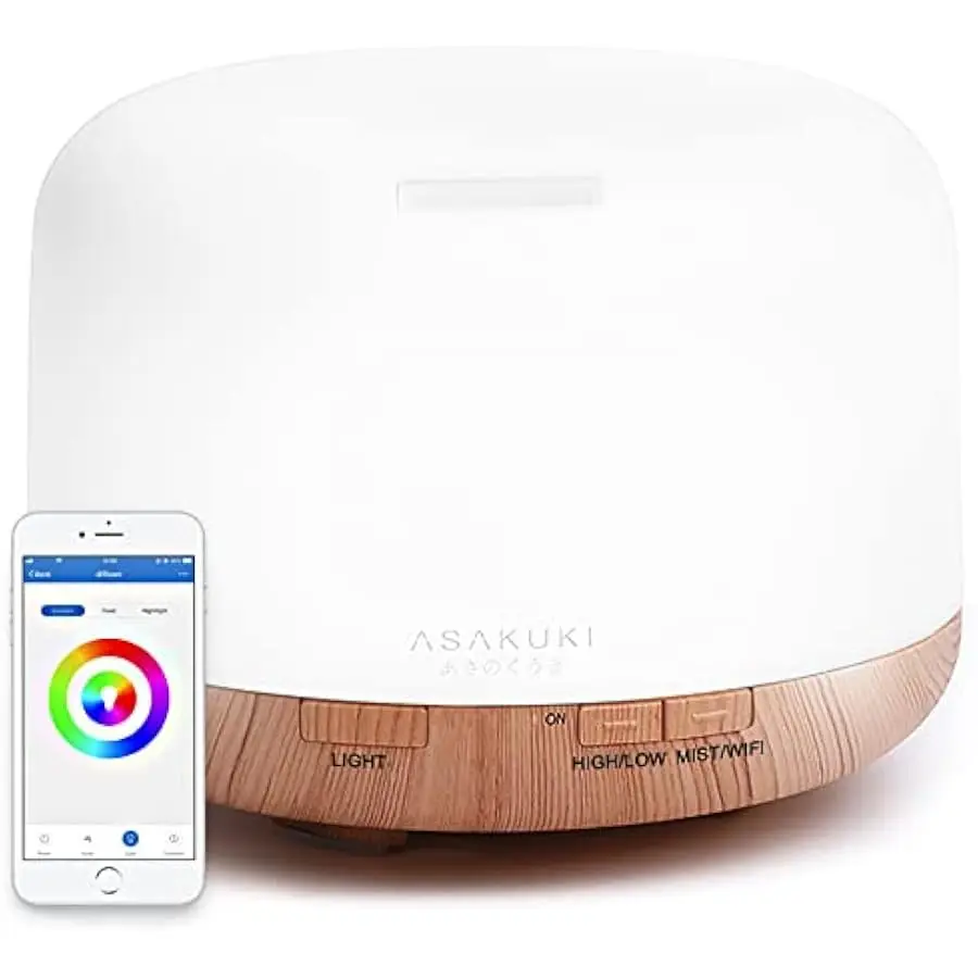 ASAKUKI Smart Wi-Fi Essential Oil Diffuser, App and Voice Control Compatible with Alexa, 500ml Aromatherapy Humidifier for Relax