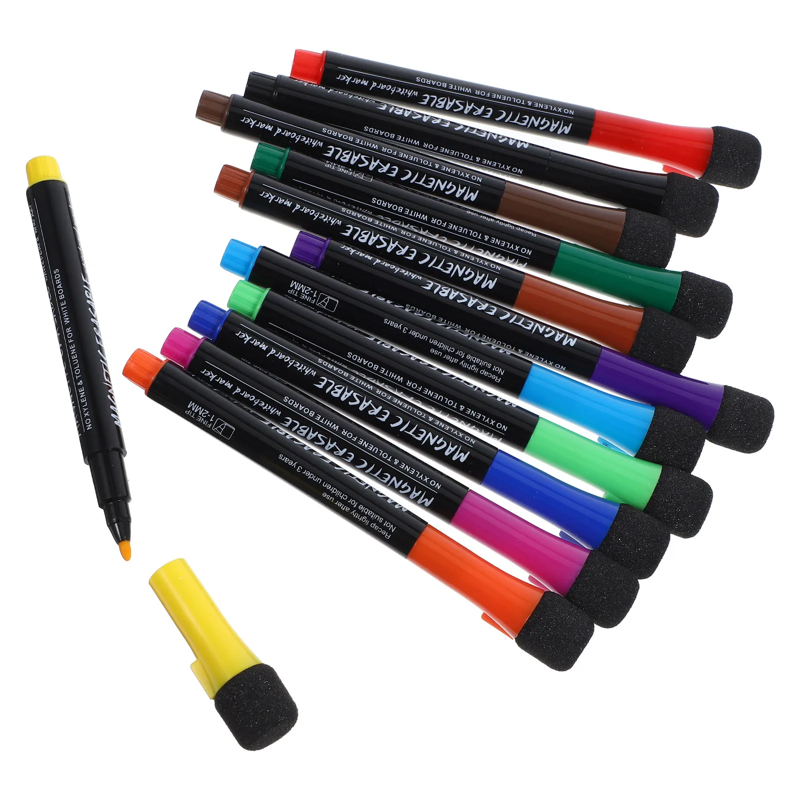 

12pcs Colorful Dry Erase Markers Whiteboard Fine Tip Erasable Marker Pens Portable Multi Function Classroom Household Writing
