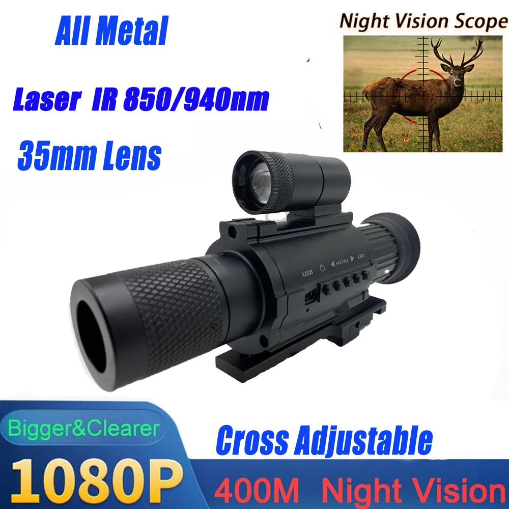 Night Vision Scope,Night Vision Hunting Camera, Various Crosses, All-metal Material, Day and Night, 1-3X Telescope