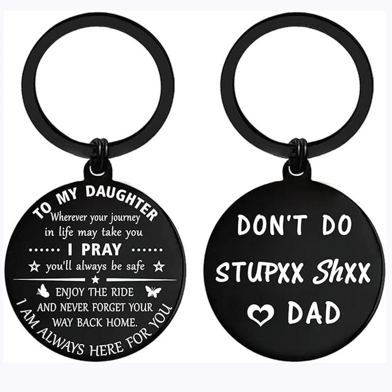 Daughter Gifts from Mom Dad, Daughter Keychain for Teen Girls, Gag Birthday Gift Ideas, Double Side Novelty Keyring