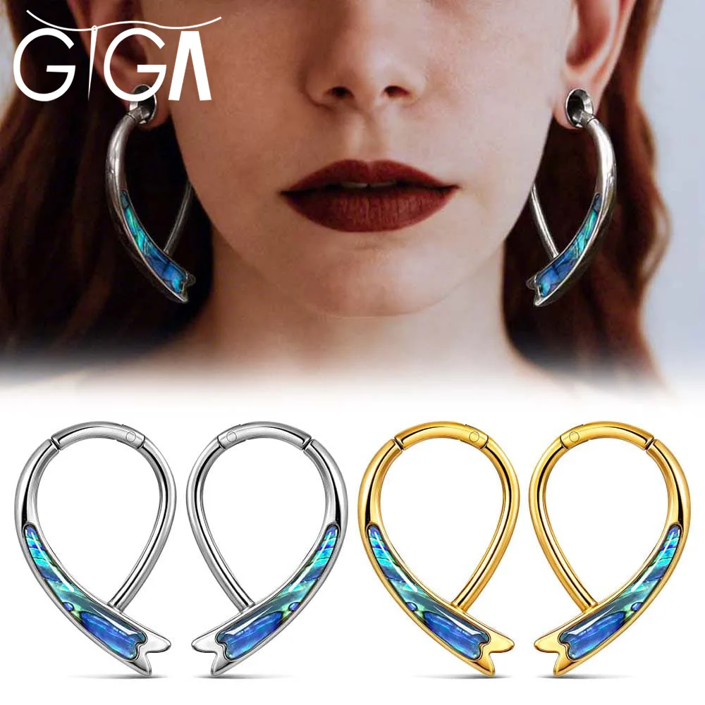 

Giga 1/2PCS 316 Stainless Steel Color Shell Magnetic Ear Weight Hangers Gauges Stretchers Body Piercing Ear Expander Jewelry