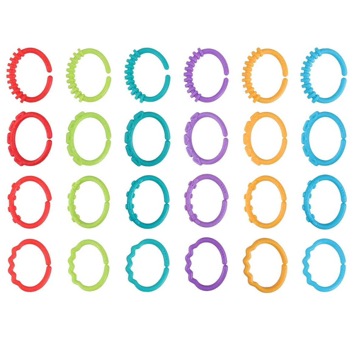 24 pçs bebê mordedor anéis carrinho de assento de carro chocalho links para 3 meses + recém-nascido infantil dentição atividade jogar