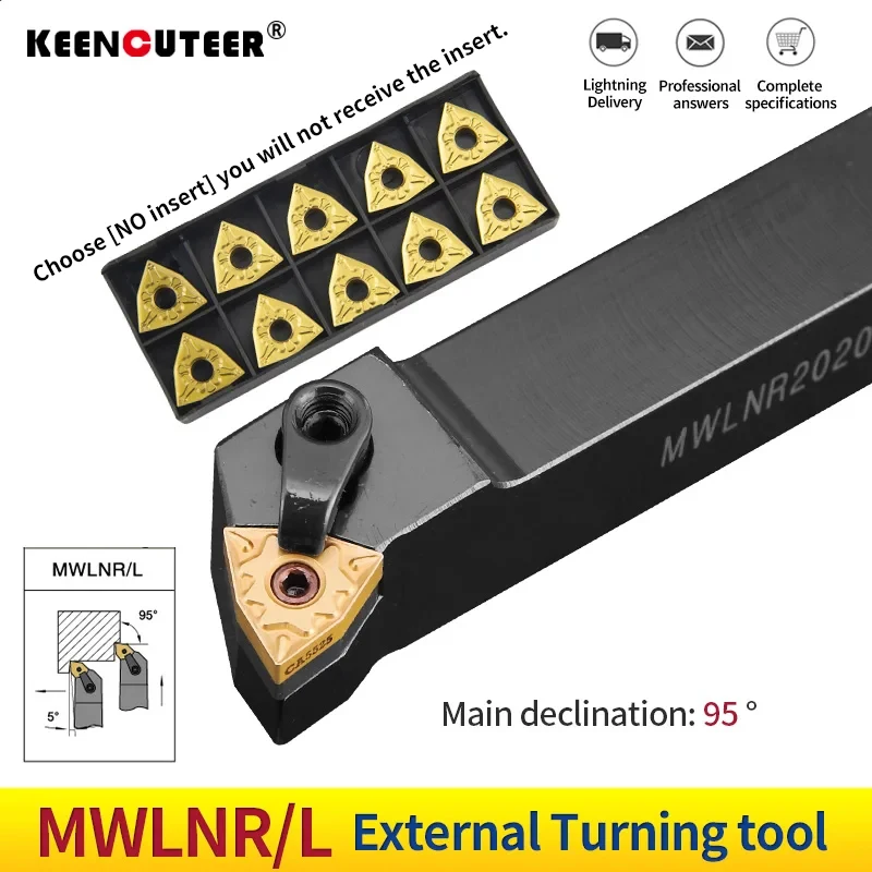 

1pc MWLNR2020 MWLNR1616 MWLNR2525 External Turning Tool Holder WNMG0804 Carbide Inserts Lathe Bar CNC Cutting Tools Set