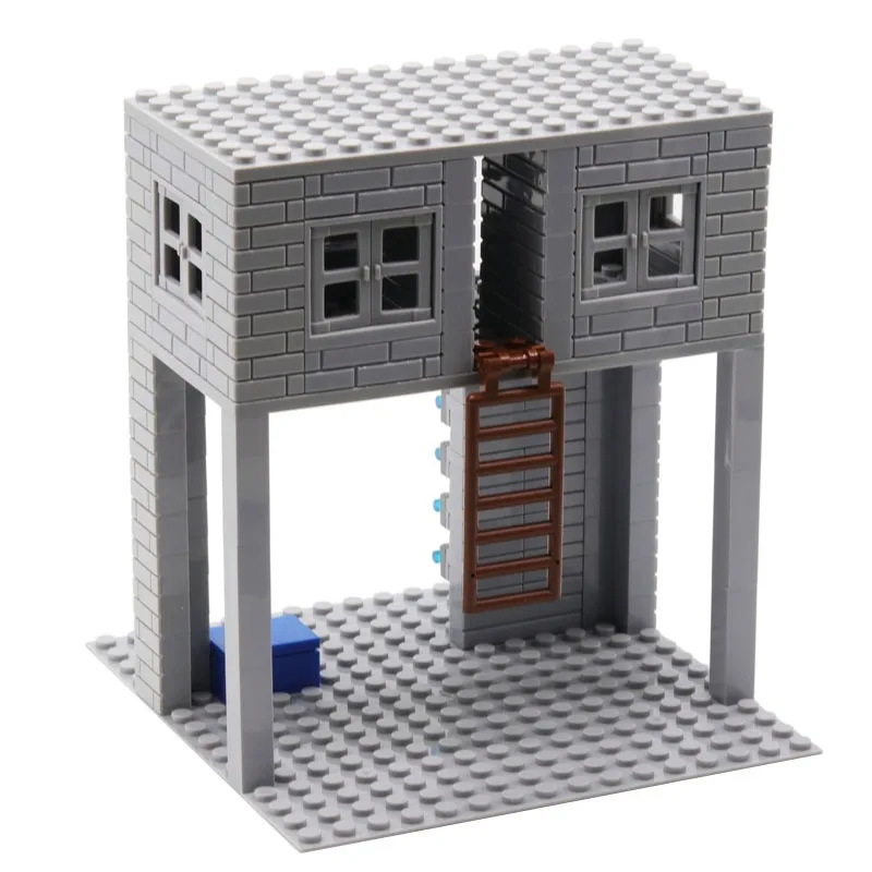 133 Piezas de Bloques de Construcción MOC DIY, Modelo de Casa Pequeña, Pared de Piedra Gris, Arquitectura de Gran Altura, Mini Kit de Construcción, Juguete Educativo para Niños