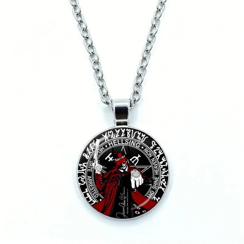 Anime Hellsing Ultimate Necklace for Women Jewelry Cabochon Glass Pendant Fashion Statement Crystal Necklace Wholesale