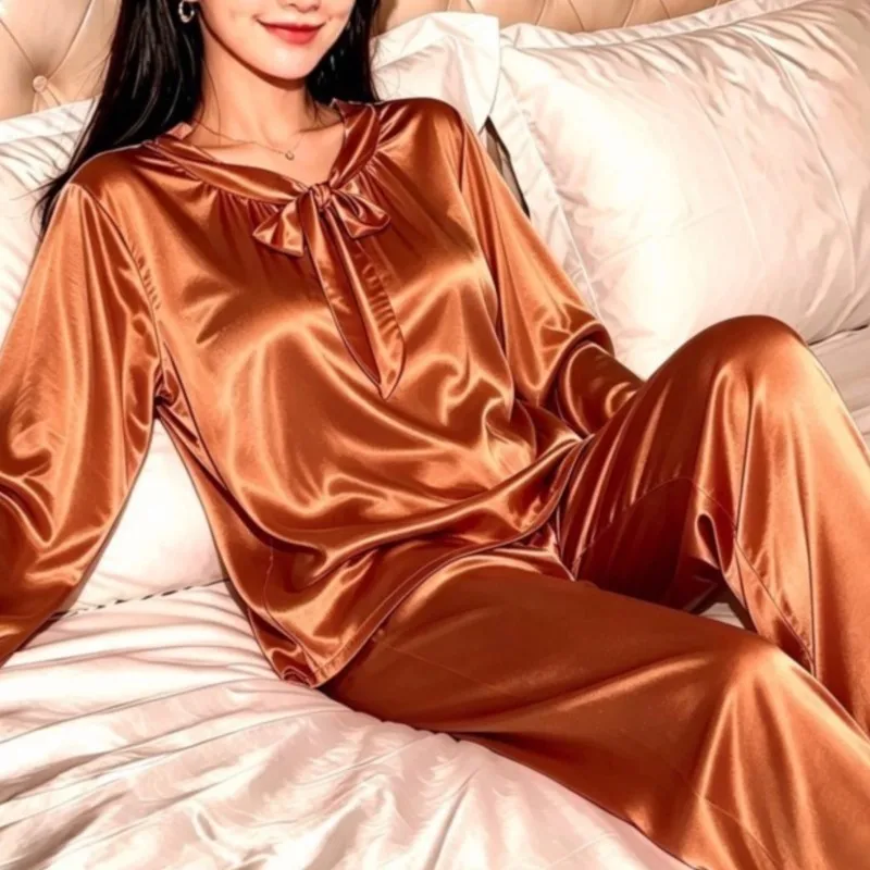 Smooth Soft Thin Fabric Navy Collar Loungewear Two Piece Set Loose Plus Size Elegant Women Sleepwear Sissy Party Costumes
