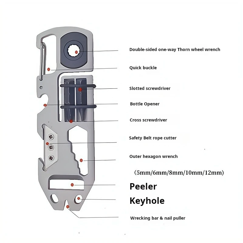 10 in 1 Multifunction Tools ratchet outdoor EDC Crowbar Key buckle KMTRT Bottle opening screwdriver