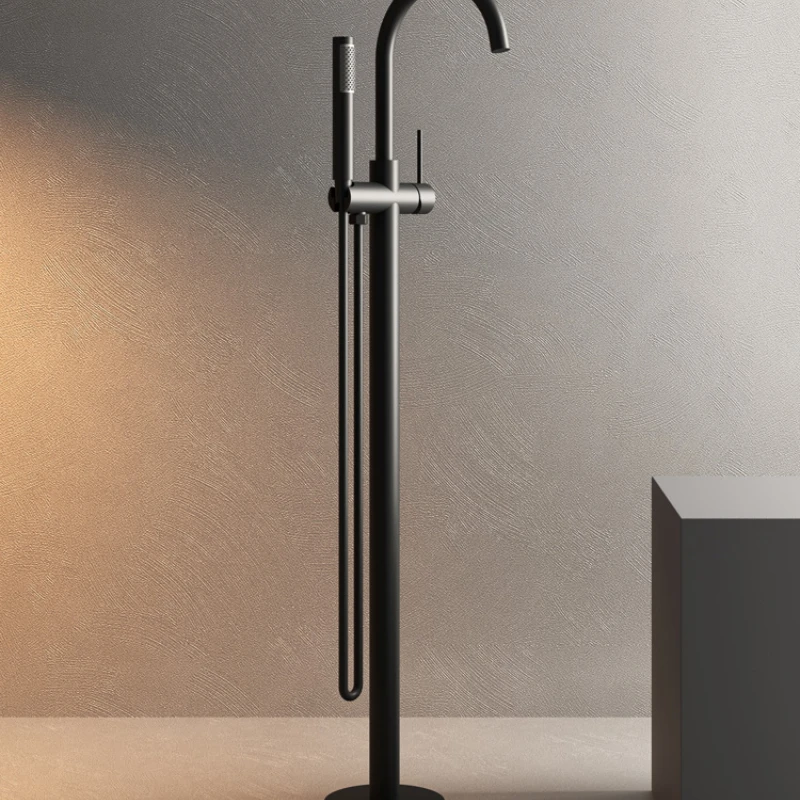 All copper matte black bathtub shower hot and cold floor-to-ceiling hotel household shower faucet