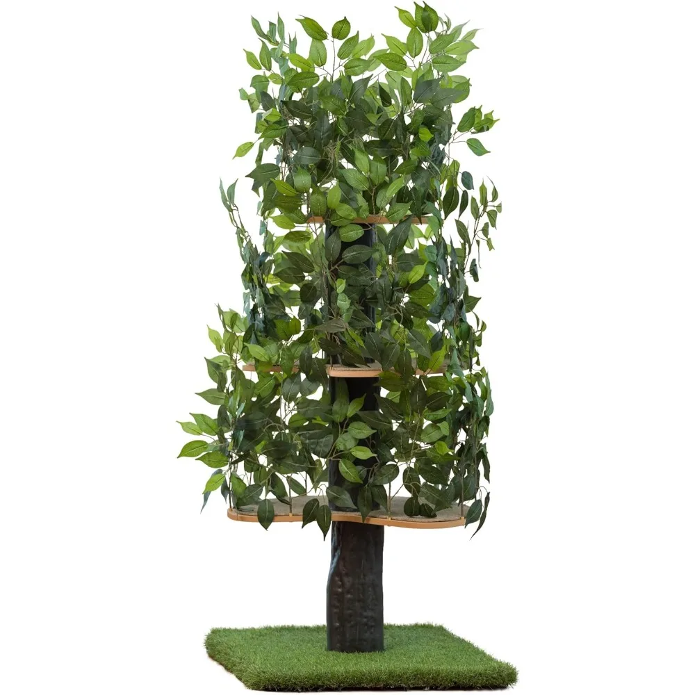 Cat Tree with Leaves Made in USA, Cat House & Cat Activity Tree, Multi-Level Condo for Indoor