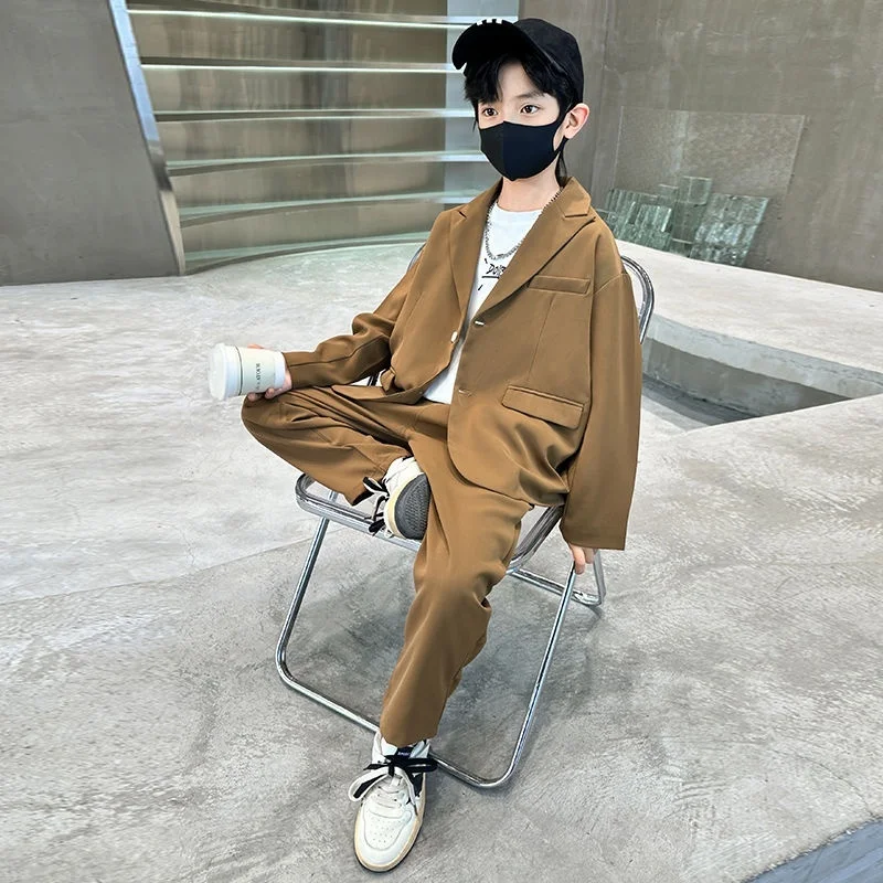 Abiti da ragazzo, giacche formali + pantaloni di alta qualità, set da 2 pezzi di nuovi prodotti del 2025, abbigliamento per bambini primaverili e autunnali 5-14T