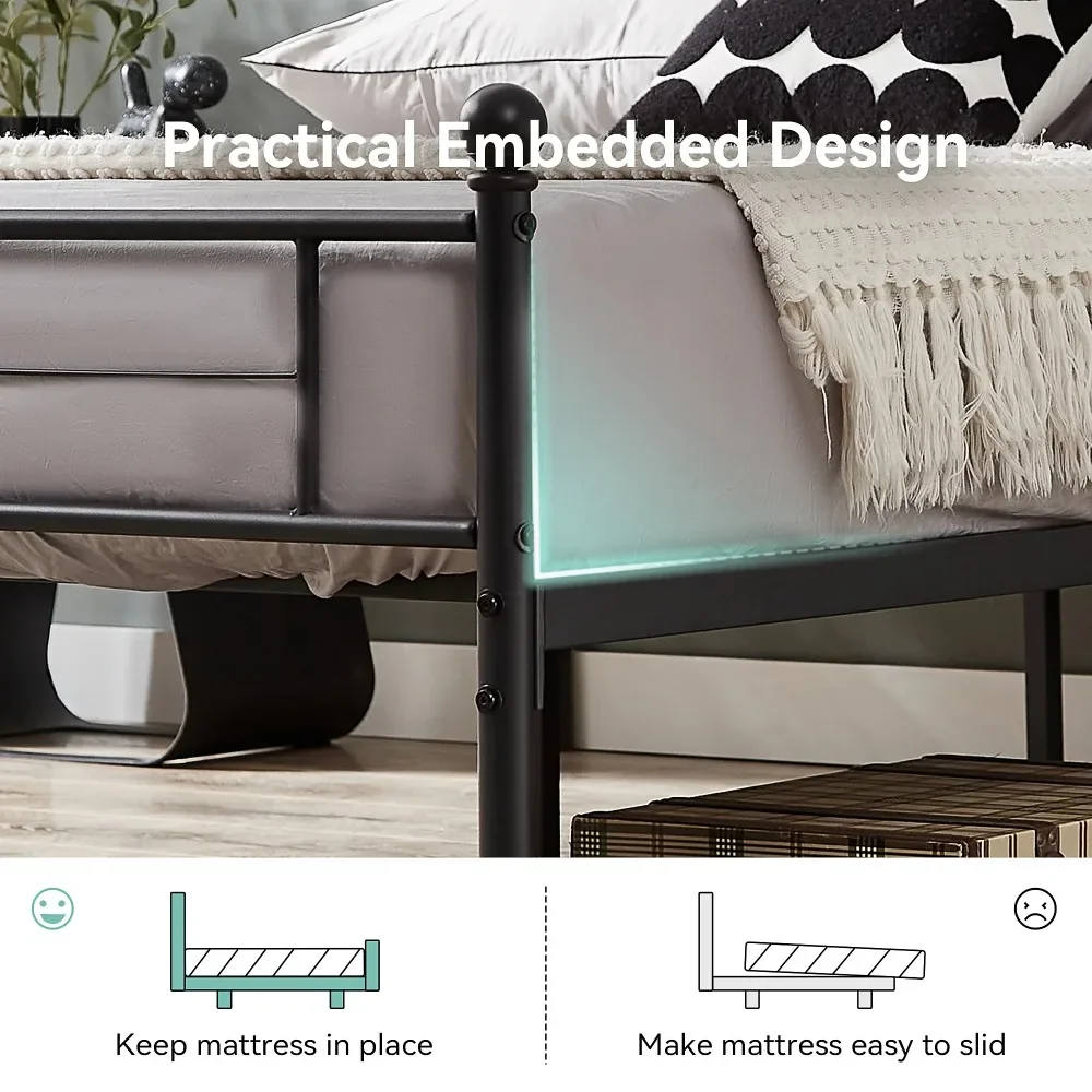 Full Size Beds Frame, Metal Beds Frame Full with 12'' Under Bed Storage, Metal Platform Bed with Headboard & Footboardd