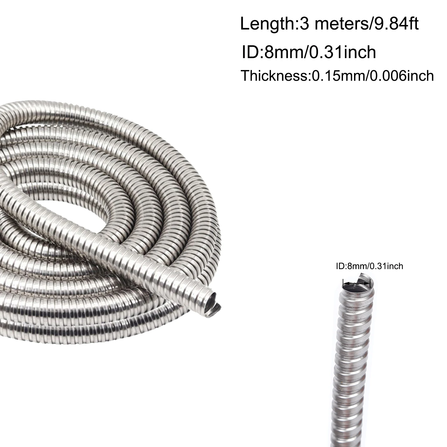 Length 3 Meters Flexible 304 Stainles Steel Corrugated Pipe Wire Line Cable Conduit Protect Hose Tube Inner Diameter 4mm-20mm image 3