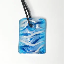 Handmade Murano Glass Pendant Fit Necklace Rectangle