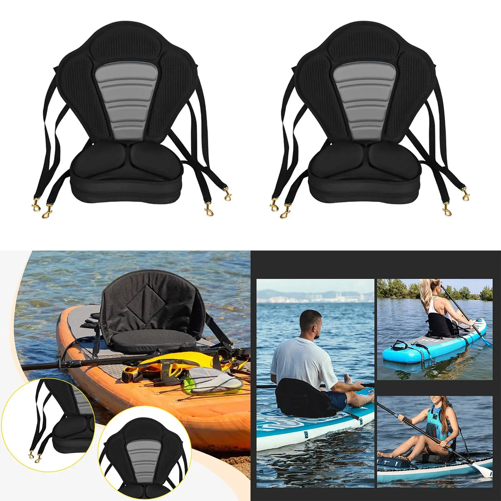 Assento ergonômico para caiaque, encosto acolchoado em EVA, almofada para barco, poltrona dobrável para canoas de pesca