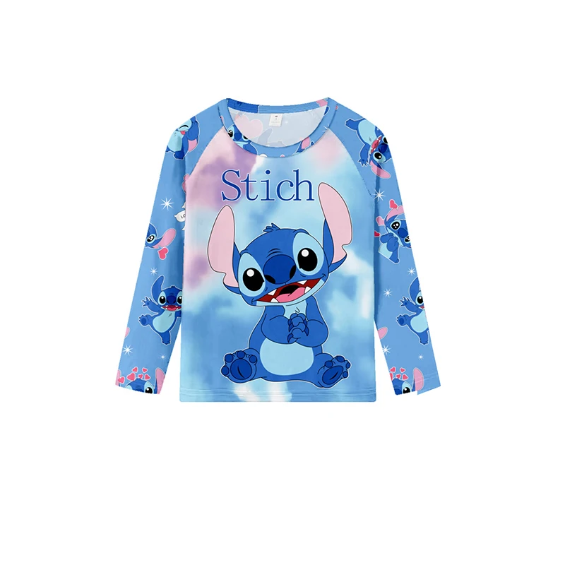 2pcs Stitch Printed Pajama Set for Kids, Long Sleeve Top & Pants, Round Neck, Stitch Home Wear Set for Boys and Girls image 2