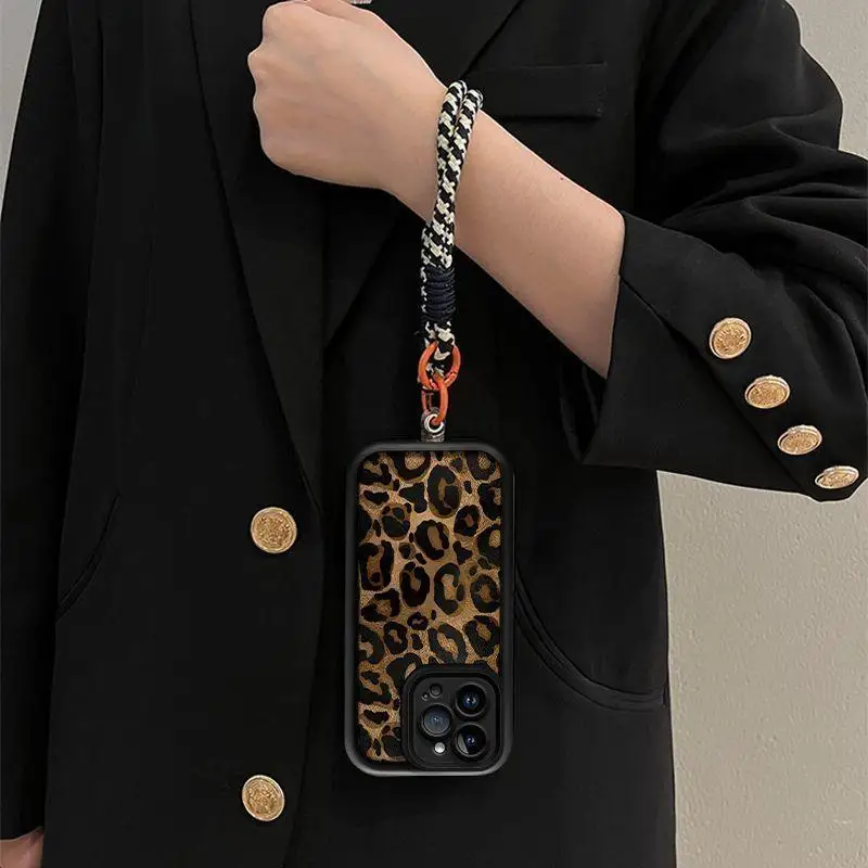 Leopard Print Hang Strap Phone Case For Samsung Galaxy A17 A07 A06 A26 A16 A06 A35 A36 A55 A25 A05s A15 A54 A34 A24 A14 4G 5G
