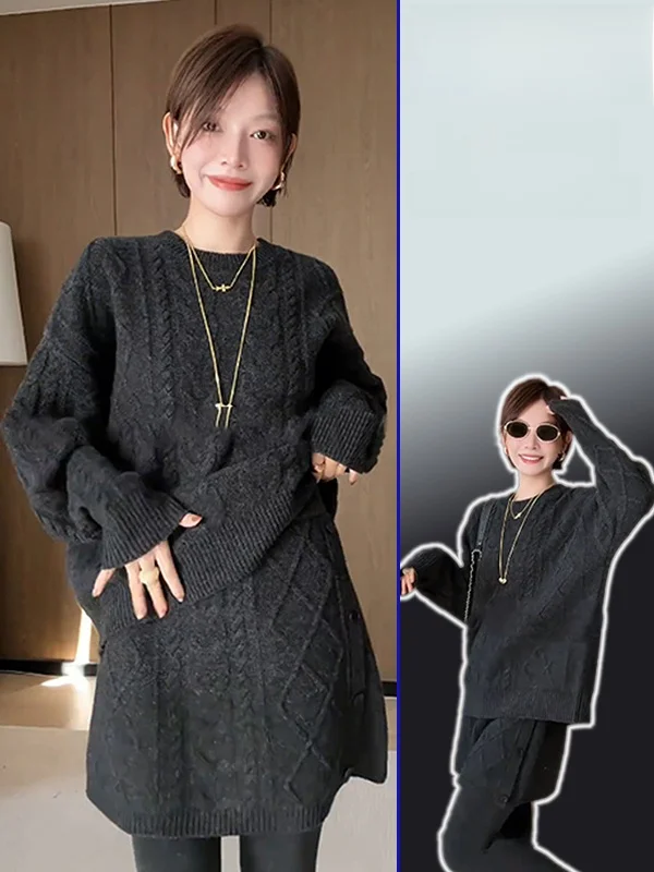 

plus Size Casual Sle Soft Slimming Versatile High Waist Skirt Sweater Set Women's Faion Spring New Arrivals