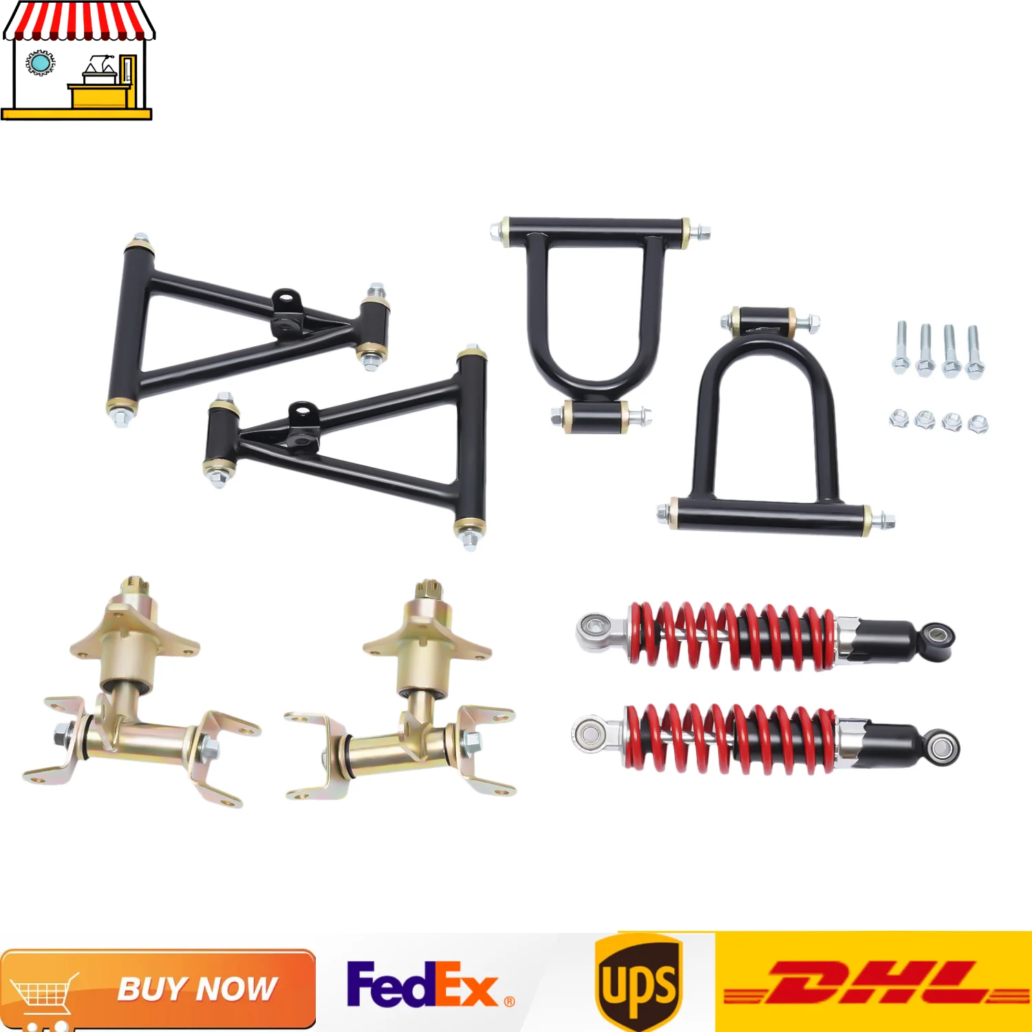 

220mm Front Suspension Arm Kit For ATV Quad Bike Buggy Go Kart| Upper Swingarms, Lower Swingarms and Suspension Shocks Parts