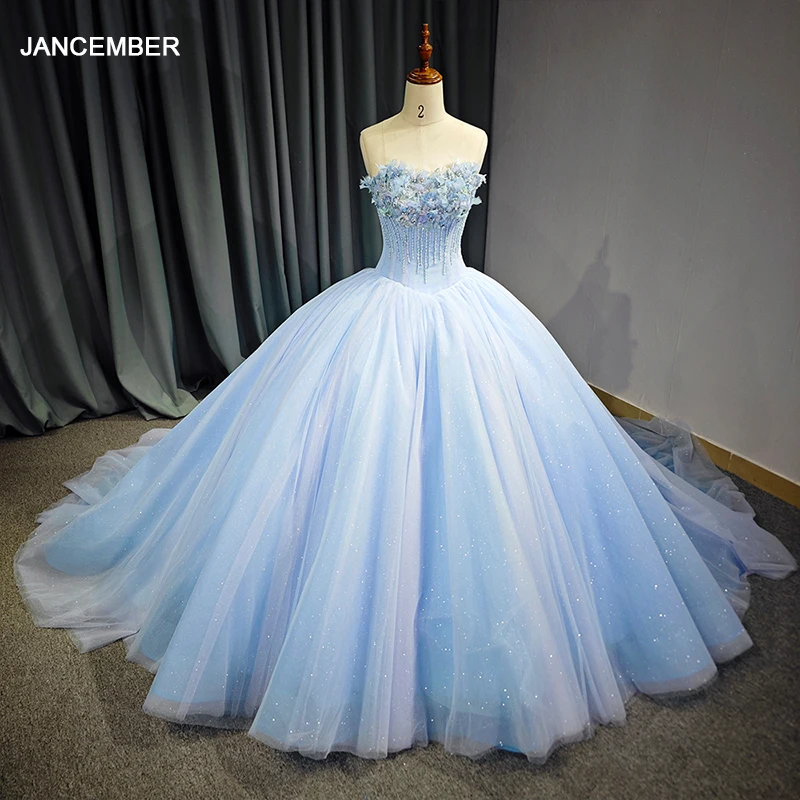 

Customization First-rate Quinceanera Dresses Organza Floor-Length Strapless Beading Lace Up vestidos de 15 quinceañera DY6714