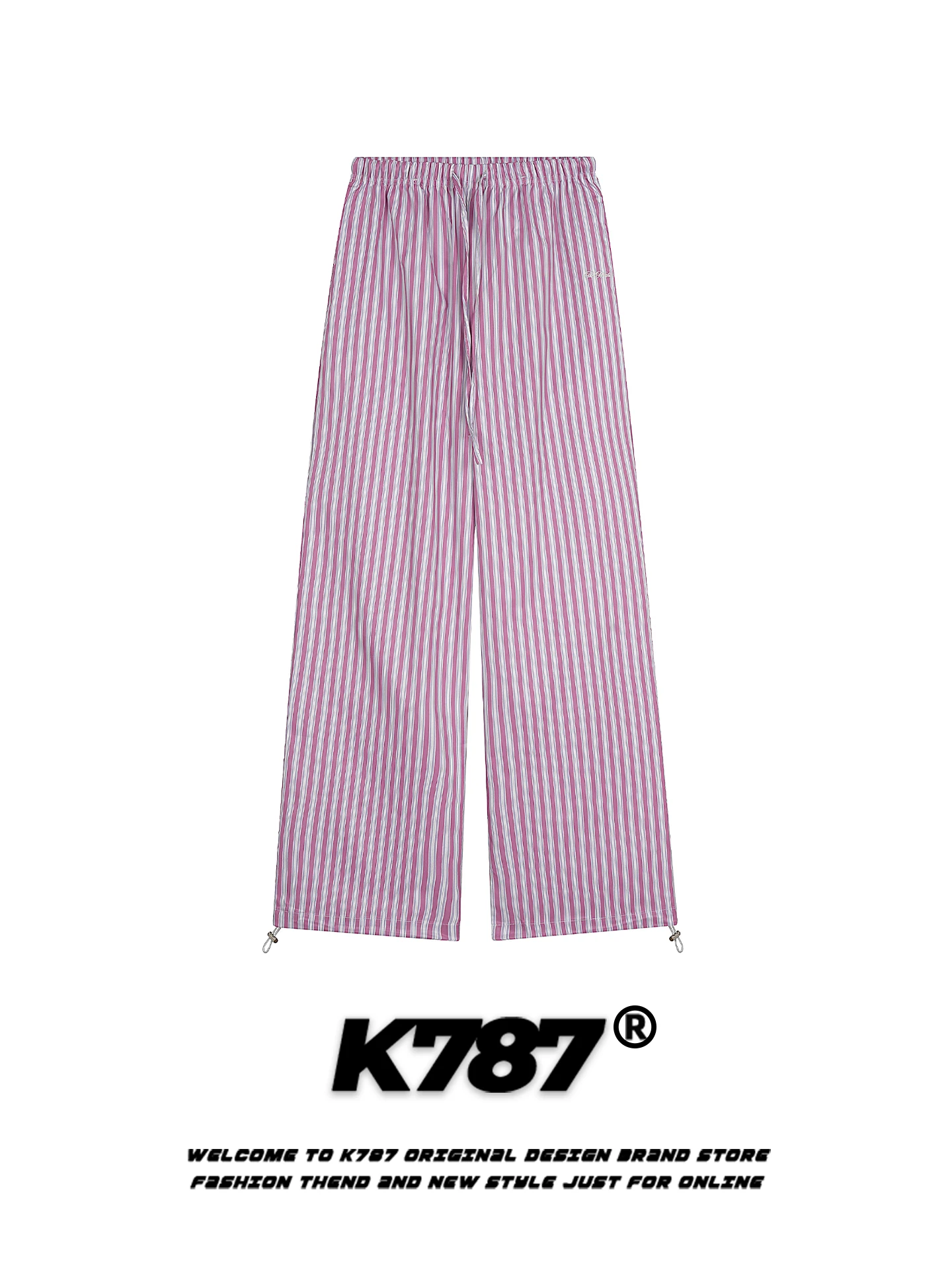 

K787 American Retro Purple Striped Casual Loose Floor-Length Wide Leg Pants Men's Women's Street Sle High Waist Loose Fit