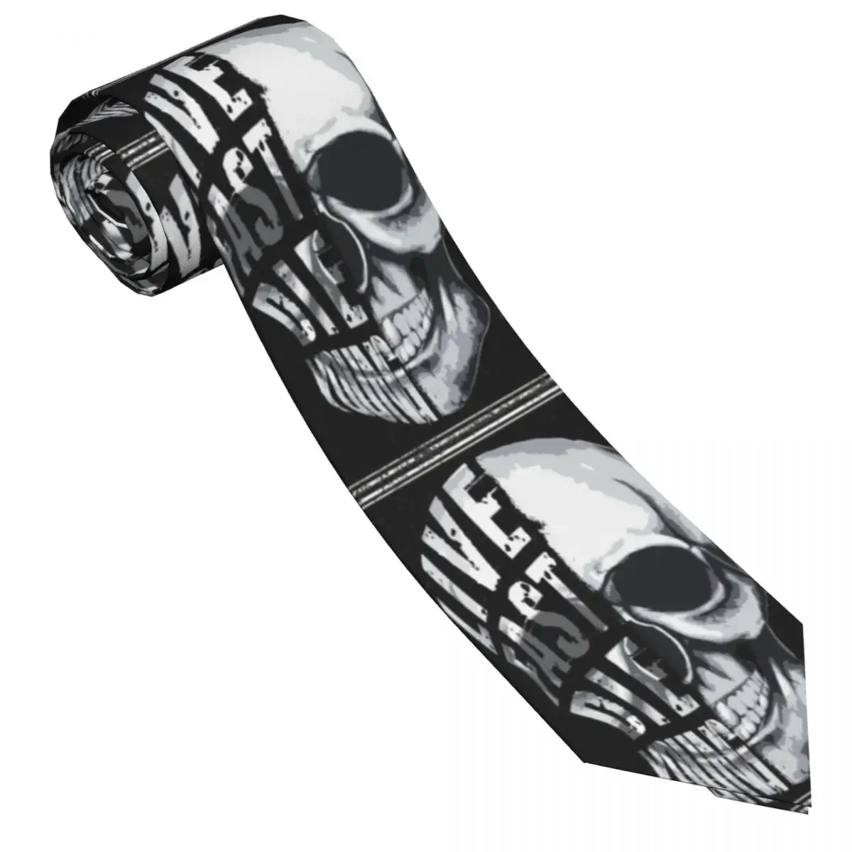 Tie For Men Formal Skinny Neckties Classic Men's Skull With Live Fast Die Young Wedding  Gentleman Narrow