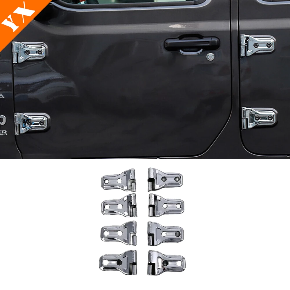 

Chrome Look Trim Car Door Hinge Protector Trim Cover Stickers Kit Garnish For Jeep Wrangler JL Gladiator JT 2018 2019 2020 2021