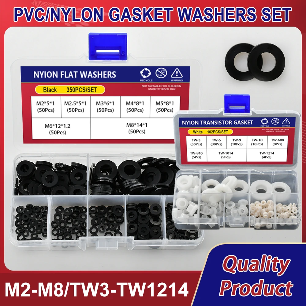 PVC Washers Set Hard Plastic Nylon Gasket Transparent Insulation Flat Paded Assortment Kit M2 M3 M4 M5 M6 M8 M10 M12 M14 M20