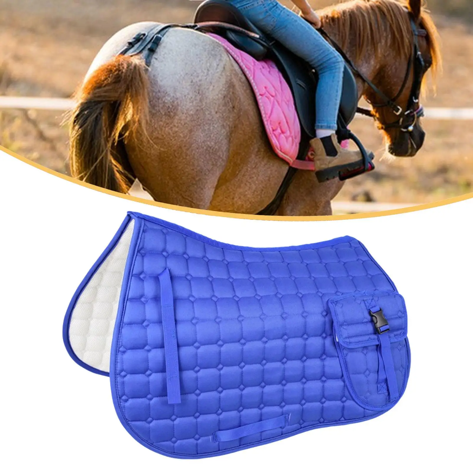 Saddle Pad for Horses with Pocket Non Slip Horse Riding Seat Cushion Shock Absorber Mat for Equestrian Equipment
