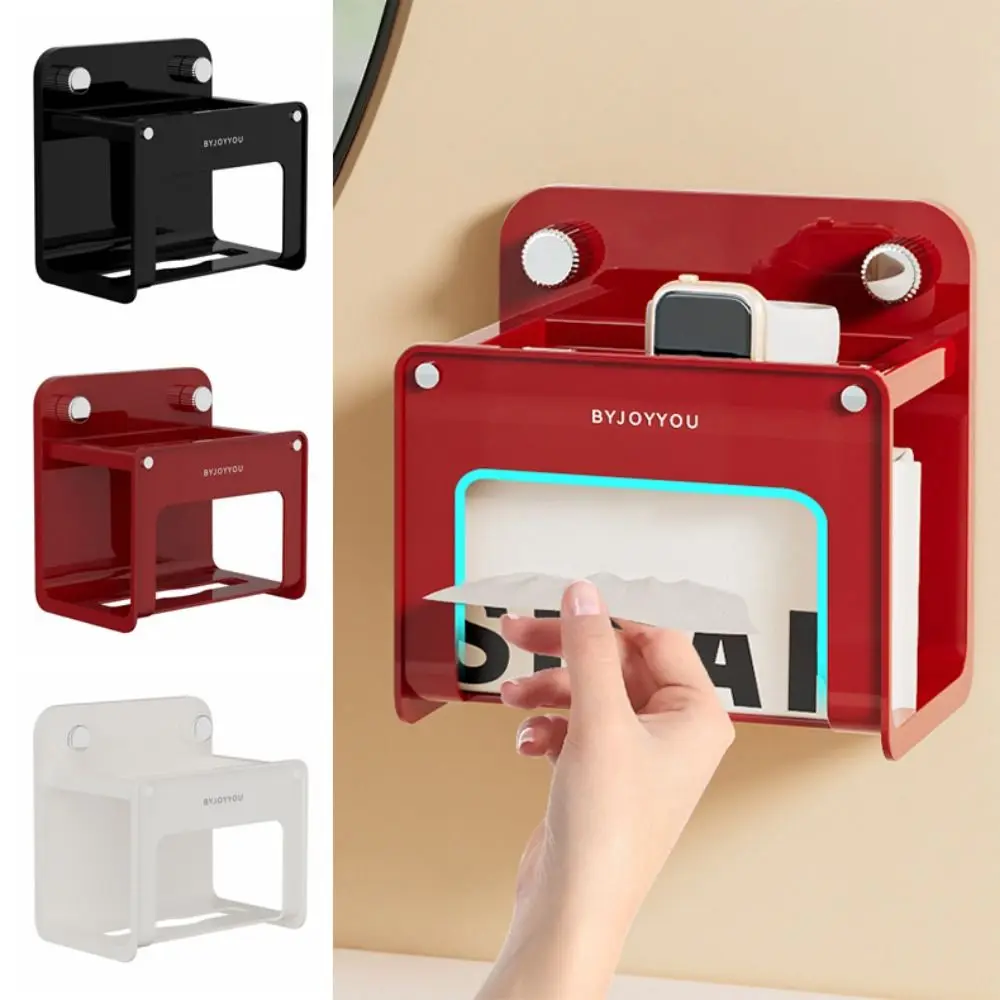 

Suction Cup Tissue Box No Drill Waterproof Wall Mounted Tissue Holder Durable Space Saving Bathroom Organizer Rack Household