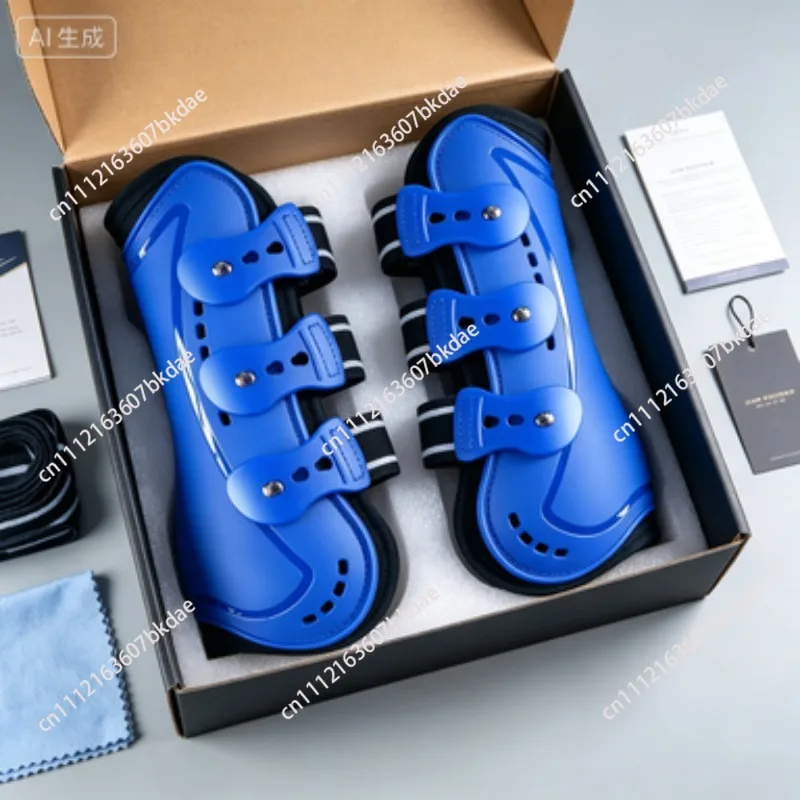 Horse Leg Guard 2 Pair PU Shell Horse Front Back Leg Guard Boot Wrap Protective Boots Horse Fly Leg Guards Set During Jump